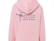 Sudadera rosa con capucha y logo de la Escuela